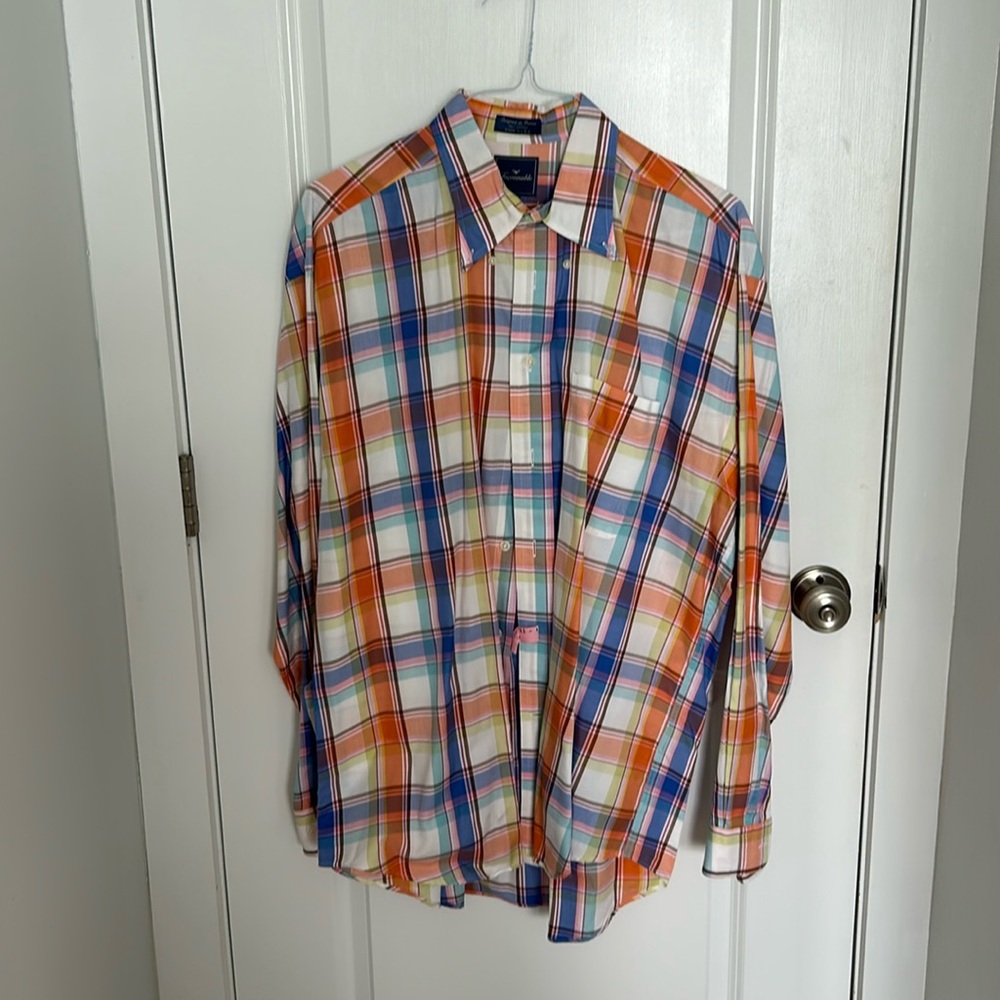 Faconnable Men’s XL Plaid Casual Button Down Shirt